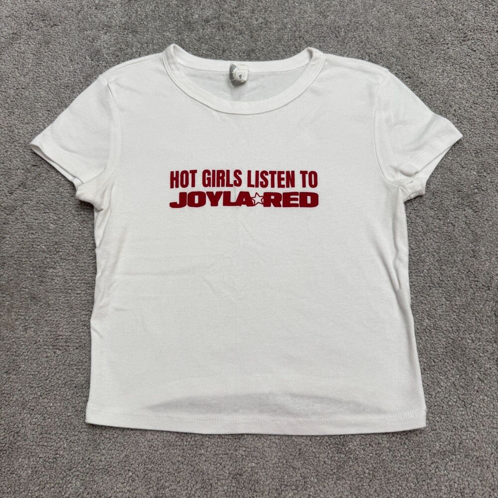 Bella + Canvas Graphic Baby Tee Womens Medium "Hot Girls Listen To Joyla Red"